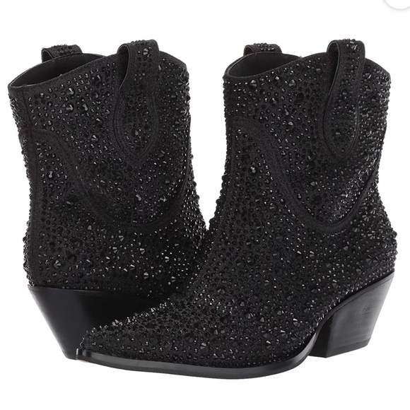 Jessica Simpson Shoes - Womens Jessica Simpson Tamira2 Pointed Toe Western Boots, Black Micro Flash